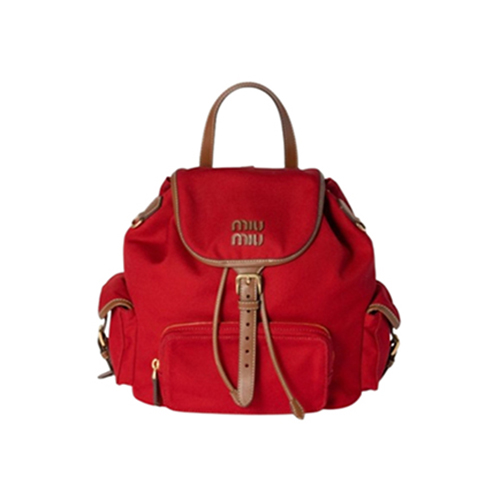 [스페셜오더]MIUMIU-5BZ042 미우미우 레드 캔버스 가죽 백팩 미듐