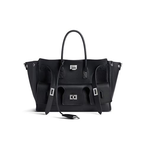 [스페셜오더]BALENCIAGA-812545 발렌시아가 블랙 은장 벨 에어 스몰 캐리 올 백