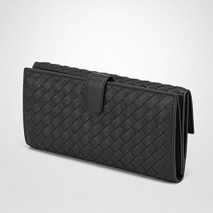 BOTTEGA VENETA-1587 보테가 베네타 네로 인트레치아토 나파 콘티넨탈 지갑